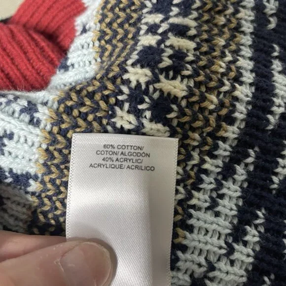 Lucky Brand Women’s L Cardigan Sweater Open Shawl Collar Aztec Southwest Blue - Picture 5 of 8